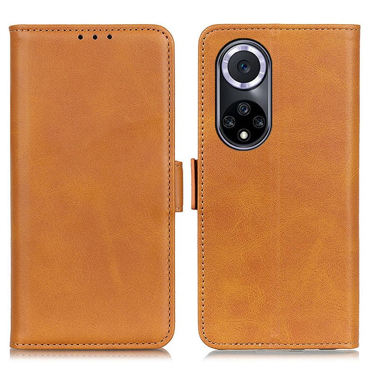 Shockproof Flip Cover Magnetic Closure Leather Wallet Stand Case for Honor 50 - Yellow