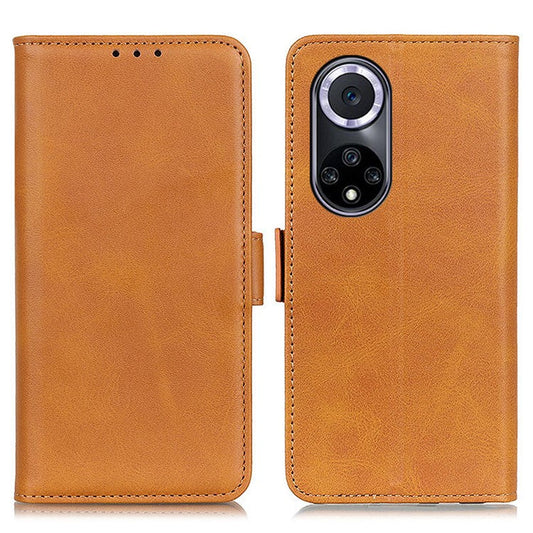 Shockproof Flip Cover Magnetic Closure Leather Wallet Stand Case for Honor 50 - Yellow