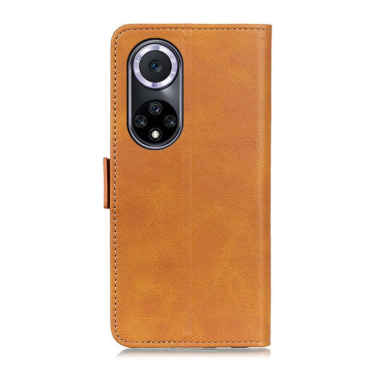 Shockproof Flip Cover Magnetic Closure Leather Wallet Stand Case for Honor 50 - Yellow