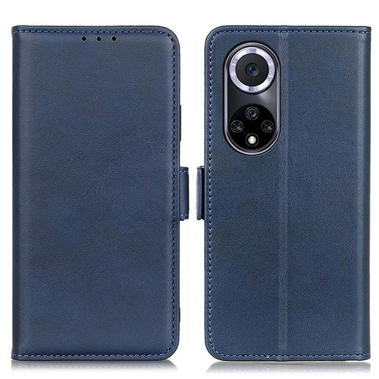 Shockproof Flip Cover Magnetic Closure Leather Wallet Stand Case for Honor 50 - Blue