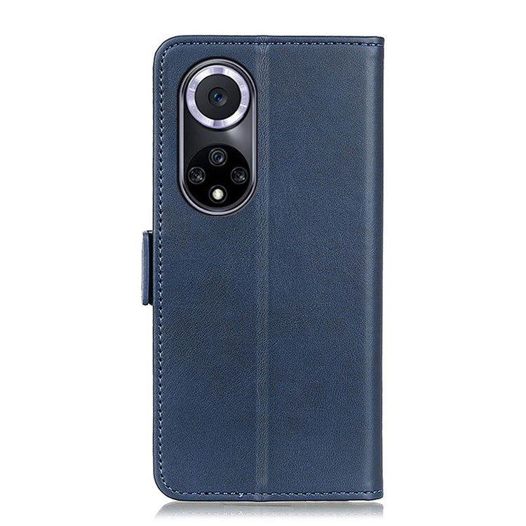 Shockproof Flip Cover Magnetic Closure Leather Wallet Stand Case for Honor 50 - Blue