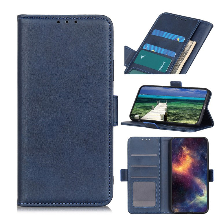 Shockproof Flip Cover Magnetic Closure Leather Wallet Stand Case for Honor 50 - Blue