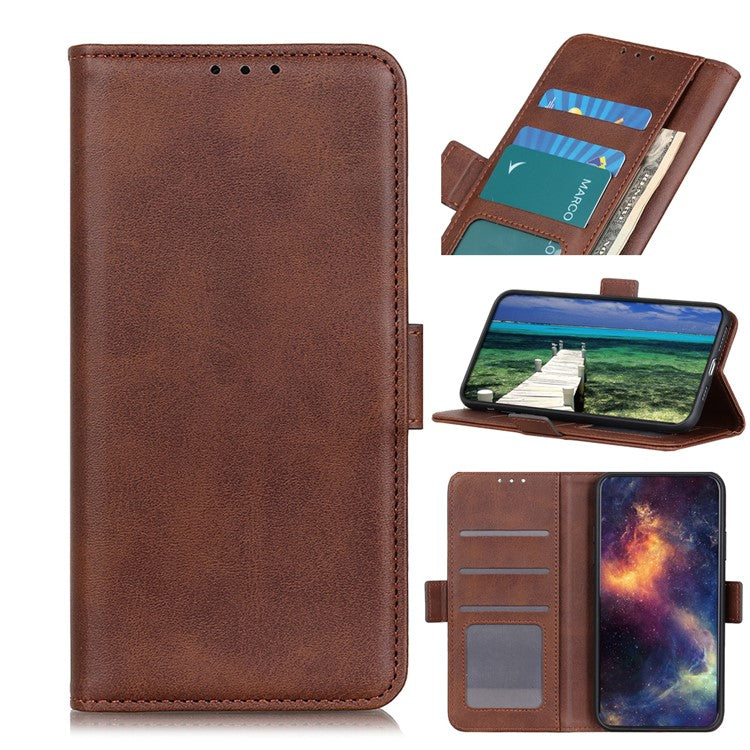 Shockproof Flip Cover Magnetic Closure Leather Wallet Stand Case for Honor 50 - Brown