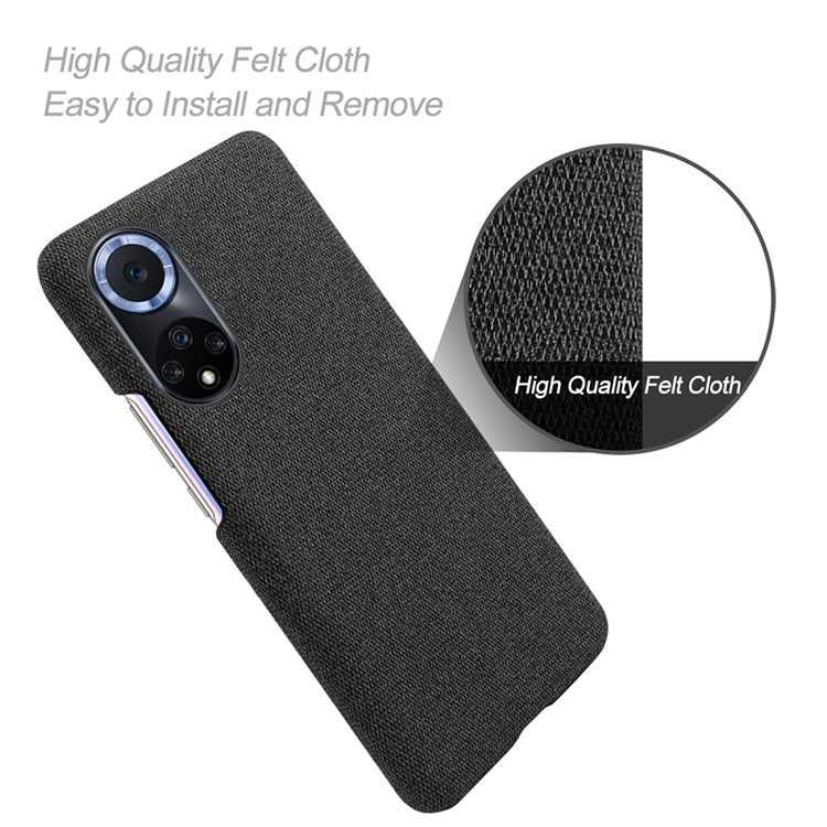 KSQ Scratch Resistant Phone Shell Cloth Coated Plastic Phone Case for Huawei nova 9 / Honor 50 - Black