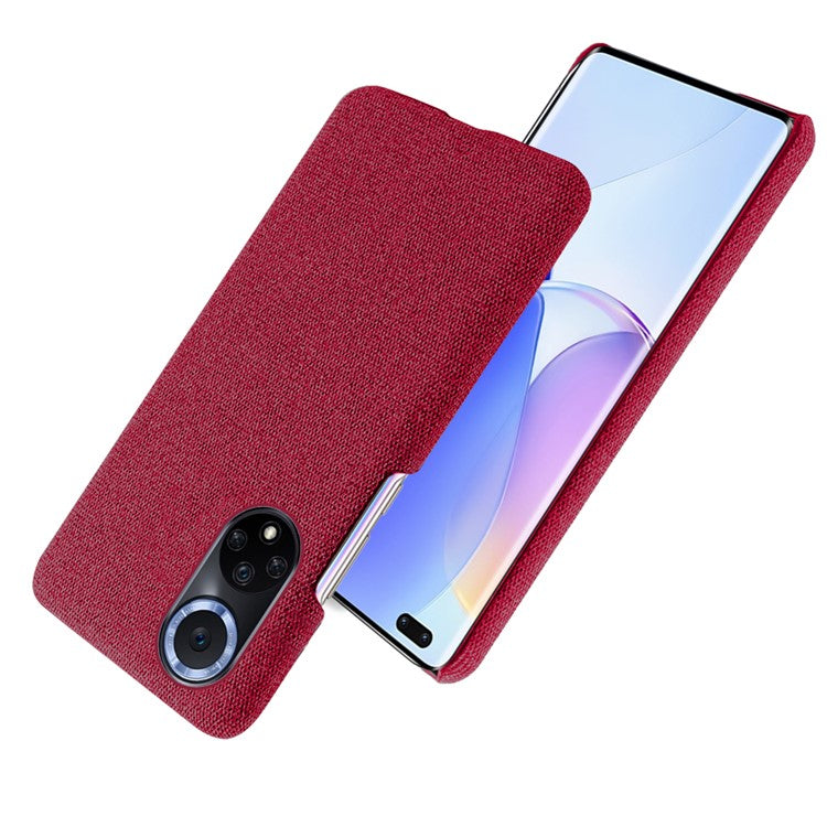 KSQ Scratch Resistant Phone Shell Cloth Coated Plastic Phone Case for Huawei nova 9 / Honor 50 - Red