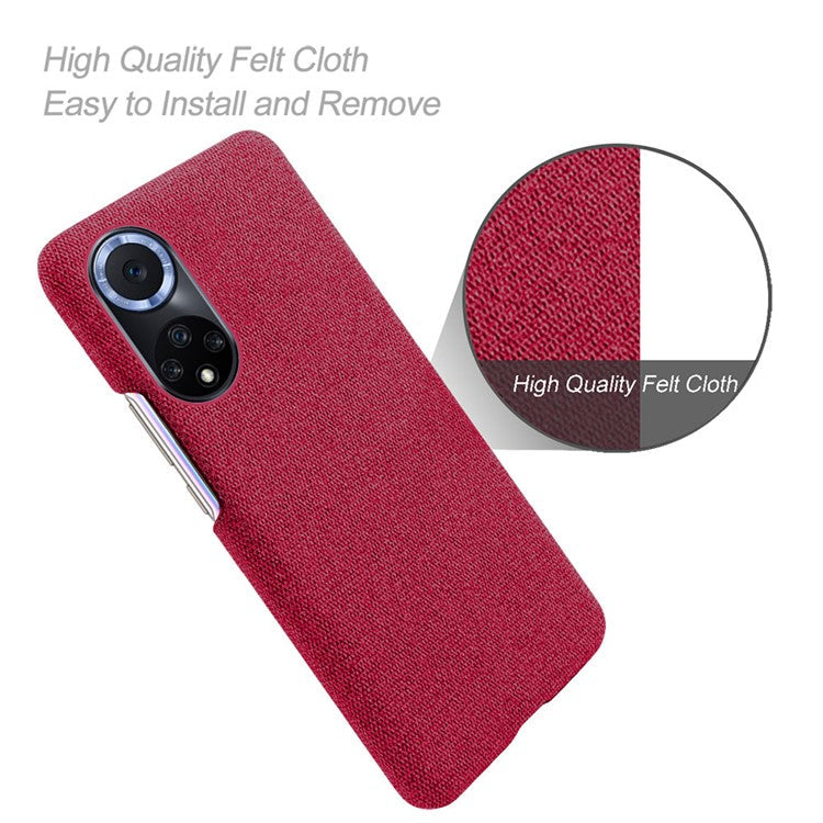 KSQ Scratch Resistant Phone Shell Cloth Coated Plastic Phone Case for Huawei nova 9 / Honor 50 - Red
