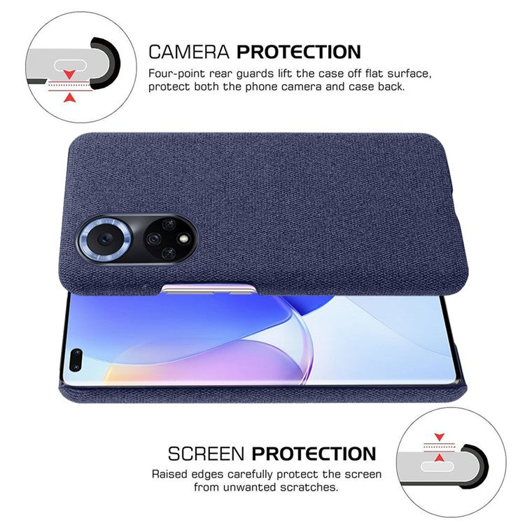 KSQ Scratch Resistant Phone Shell Cloth Coated Plastic Phone Case for Huawei nova 9 / Honor 50 - Blue