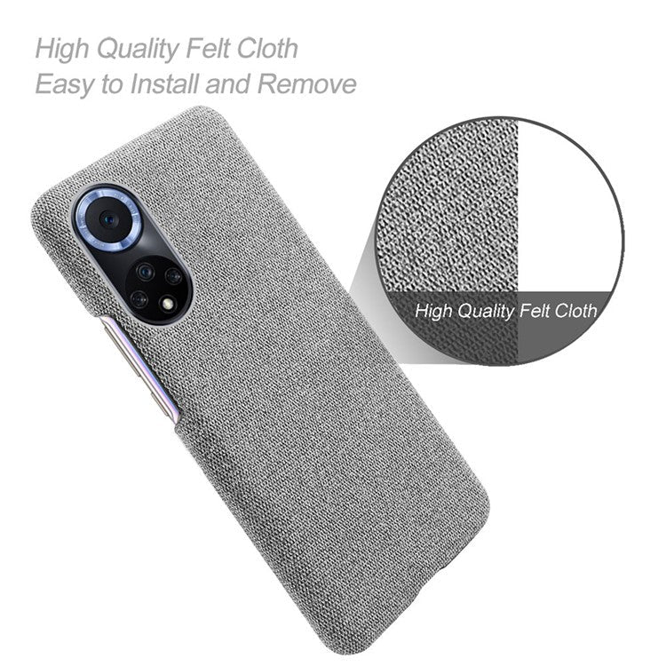 KSQ Scratch Resistant Phone Shell Cloth Coated Plastic Phone Case for Huawei nova 9 / Honor 50 - Light Grey