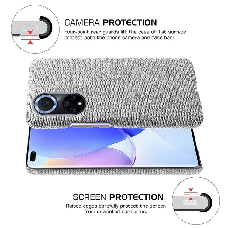 KSQ Scratch Resistant Phone Shell Cloth Coated Plastic Phone Case for Huawei nova 9 / Honor 50 - Light Grey