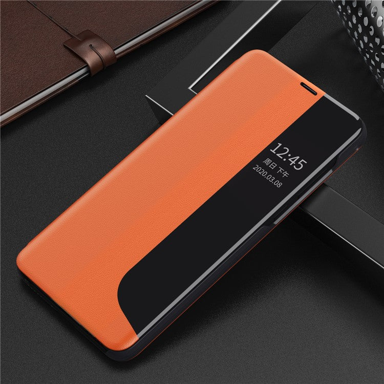 Smart View Window Stand Design PU Leather Anti-fall All-inclusive Protection Folio Flip Cover for Honor Magic3 Pro - Orange
