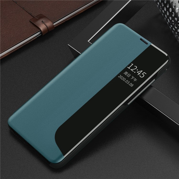 Smart View Window Stand Design PU Leather Anti-fall All-inclusive Protection Folio Flip Cover for Honor Magic3 Pro - Green