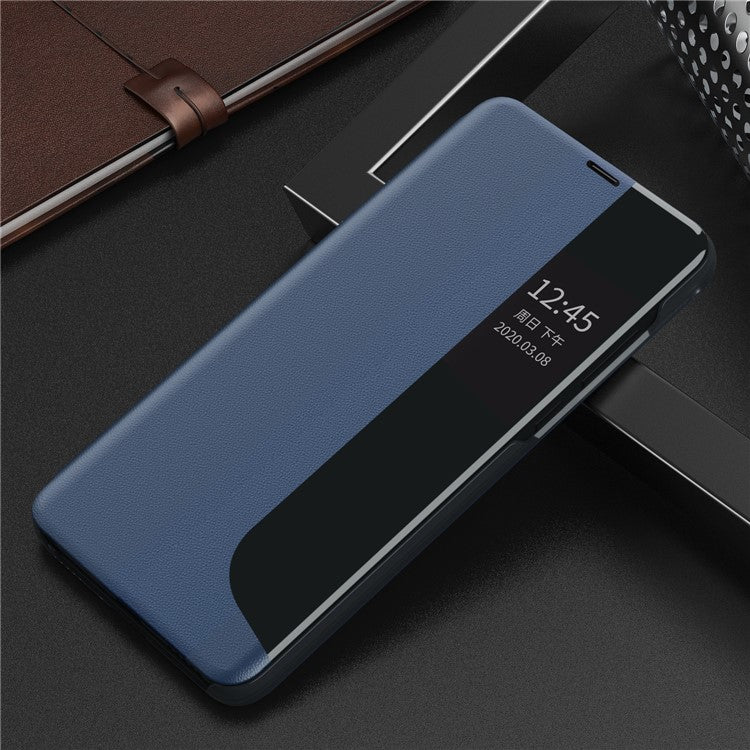 Smart View Window Stand Design PU Leather Anti-fall All-inclusive Protection Folio Flip Cover for Honor Magic3 Pro - Blue