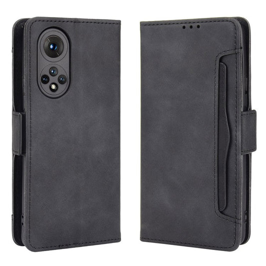 For Honor 50 Special Flip Phone Case Multiple Card Slot Design PU Leather Wallet Cover Protector - Black