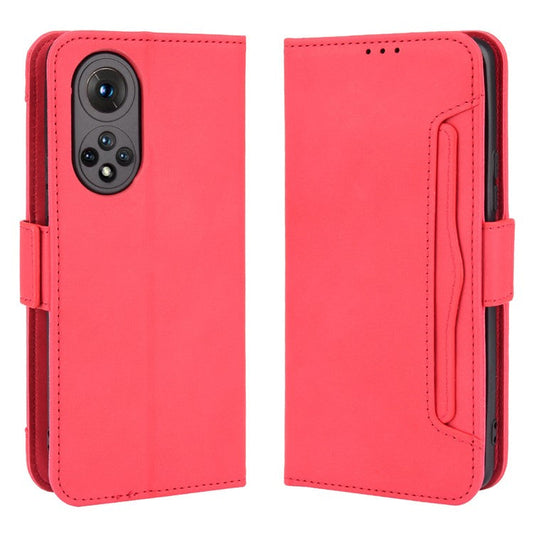 For Honor 50 Special Flip Phone Case Multiple Card Slot Design PU Leather Wallet Cover Protector - Red