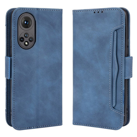For Honor 50 Special Flip Phone Case Multiple Card Slot Design PU Leather Wallet Cover Protector - Blue