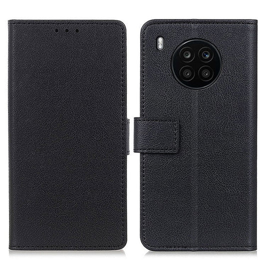 Stand Book Design Premium PU Leather Wallet Magnetic Flip Folio Cover for Honor 50 Lite / Huawei nova 8i - Black