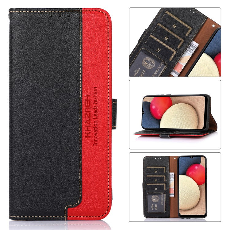 KHAZNEH RFID Blocking Anti-theft Swiping Stand Litchi Texture PU Leather Flip Folio Wallet Phone Case with Strap for Honor 50 Lite / Huawei nova 8i - Black