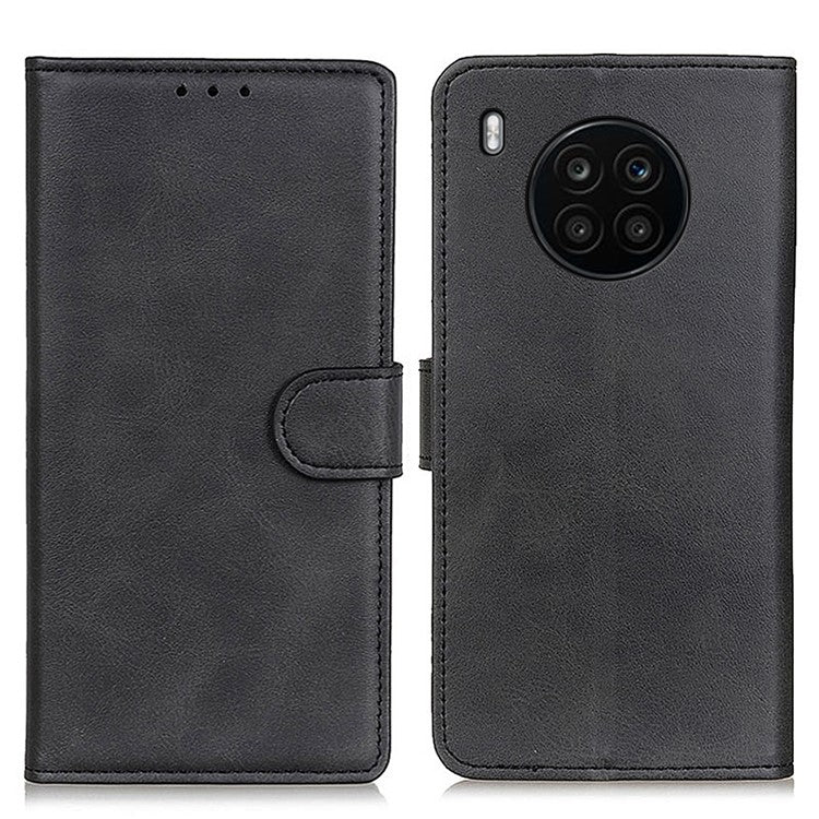 Adjustable Viewing Stand Magnetic Closure Wallet Design Leather Phone Cover for Huawei nova 8i/Honor 50 Lite - Black