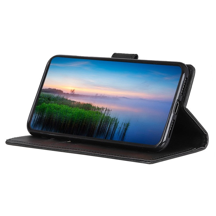 Adjustable Viewing Stand Magnetic Closure Wallet Design Leather Phone Cover for Huawei nova 8i/Honor 50 Lite - Black