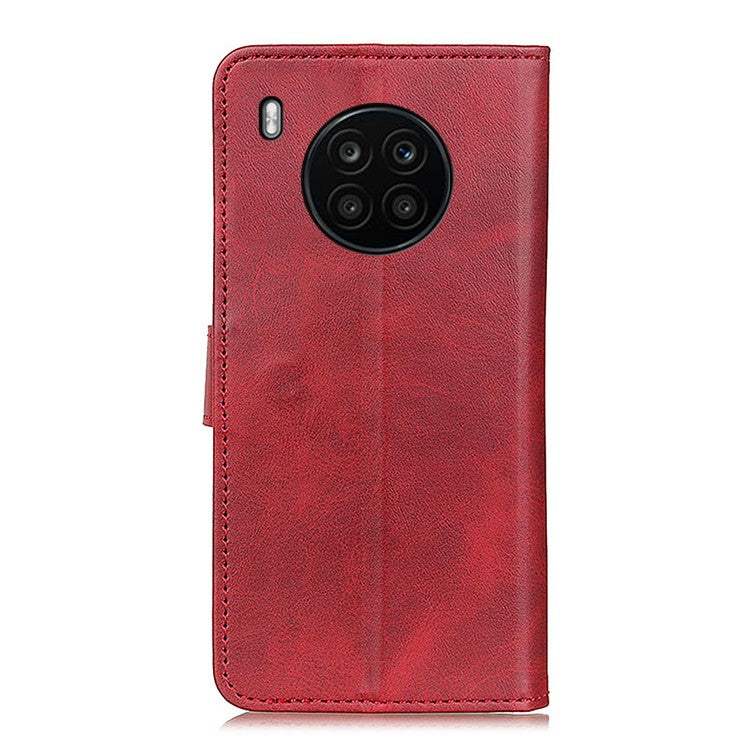 Adjustable Viewing Stand Magnetic Closure Wallet Design Leather Phone Cover for Huawei nova 8i/Honor 50 Lite - Red