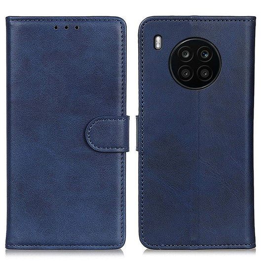 Adjustable Viewing Stand Magnetic Closure Wallet Design Leather Phone Cover for Huawei nova 8i/Honor 50 Lite - Blue