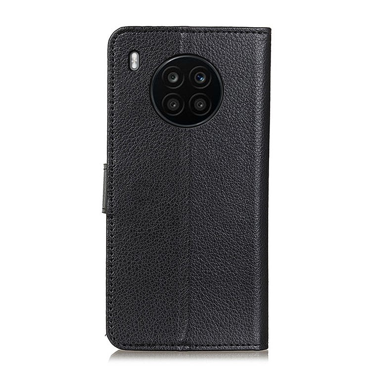 Wallet Stand Design Litchi Texture PU Leather Phone Case Cover Protector for Huawei nova 8i/Honor 50 Lite - Black