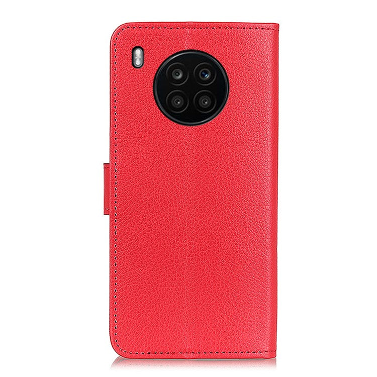 Wallet Stand Design Litchi Texture PU Leather Phone Case Cover Protector for Huawei nova 8i/Honor 50 Lite - Red
