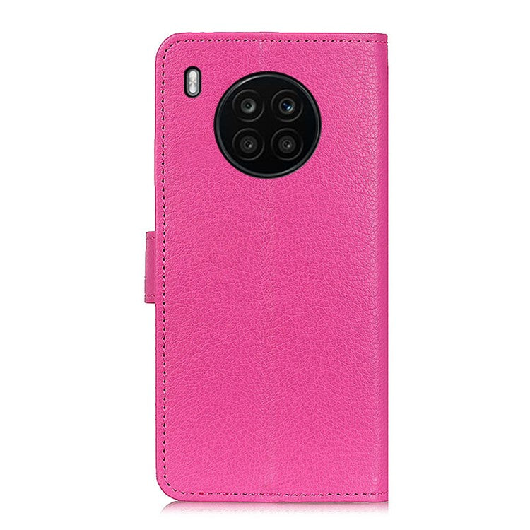 Wallet Stand Design Litchi Texture PU Leather Phone Case Cover Protector for Huawei nova 8i/Honor 50 Lite - Rose