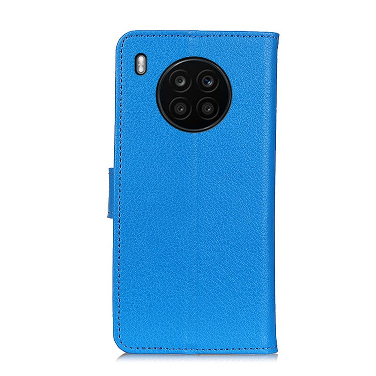 Wallet Stand Design Litchi Texture PU Leather Phone Case Cover Protector for Huawei nova 8i/Honor 50 Lite - Blue