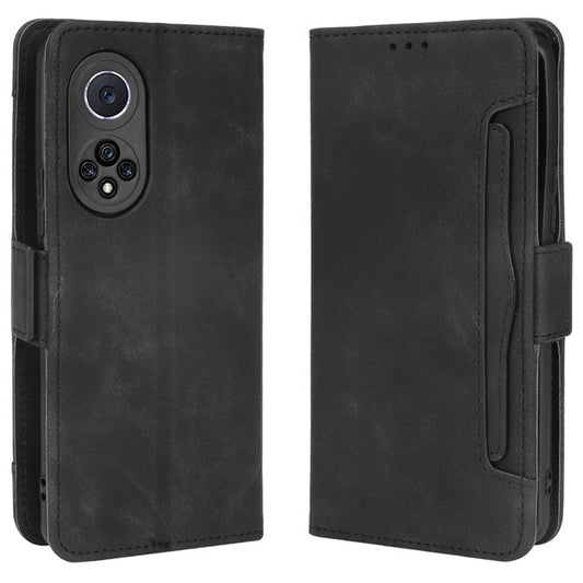 Special Phone Case Magnetic Closure Multiple Card Slots Design PU Leather Wallet Phone Cover for Huawei nova 9 Pro / Honor 50 Pro - Black