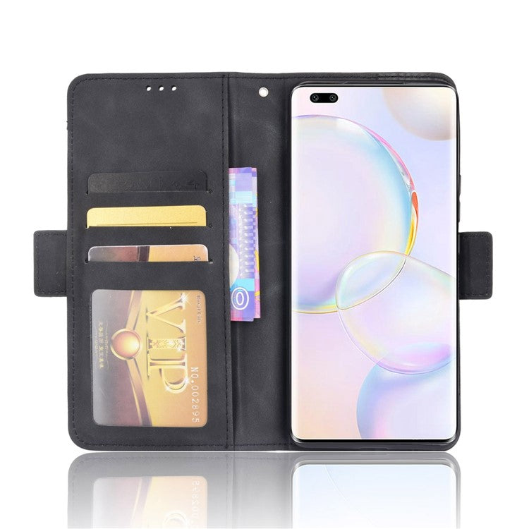 Special Phone Case Magnetic Closure Multiple Card Slots Design PU Leather Wallet Phone Cover for Huawei nova 9 Pro / Honor 50 Pro - Black