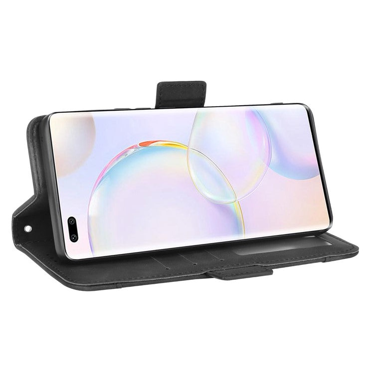 Special Phone Case Magnetic Closure Multiple Card Slots Design PU Leather Wallet Phone Cover for Huawei nova 9 Pro / Honor 50 Pro - Black
