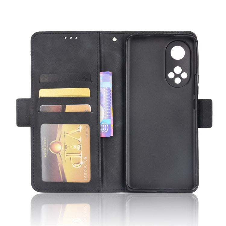 Special Phone Case Magnetic Closure Multiple Card Slots Design PU Leather Wallet Phone Cover for Huawei nova 9 Pro / Honor 50 Pro - Black