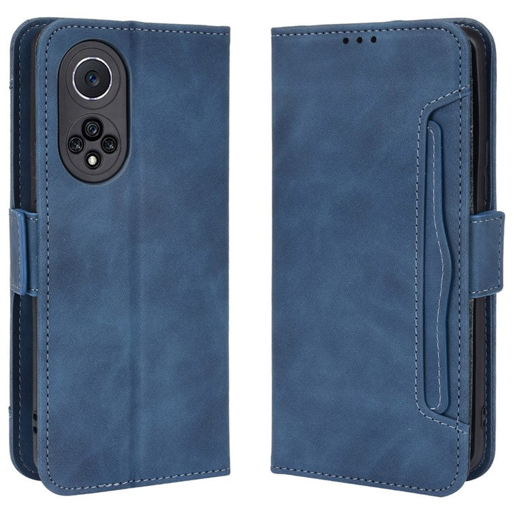 Special Phone Case Magnetic Closure Multiple Card Slots Design PU Leather Wallet Phone Cover for Huawei nova 9 Pro / Honor 50 Pro - Blue
