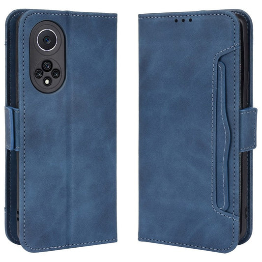 Special Phone Case Magnetic Closure Multiple Card Slots Design PU Leather Wallet Phone Cover for Huawei nova 9 Pro / Honor 50 Pro - Blue