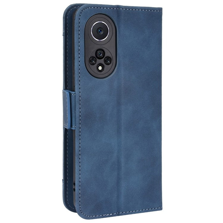 Special Phone Case Magnetic Closure Multiple Card Slots Design PU Leather Wallet Phone Cover for Huawei nova 9 Pro / Honor 50 Pro - Blue