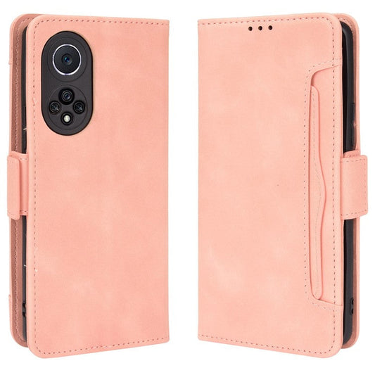 Special Phone Case Magnetic Closure Multiple Card Slots Design PU Leather Wallet Phone Cover for Huawei nova 9 Pro / Honor 50 Pro - Pink