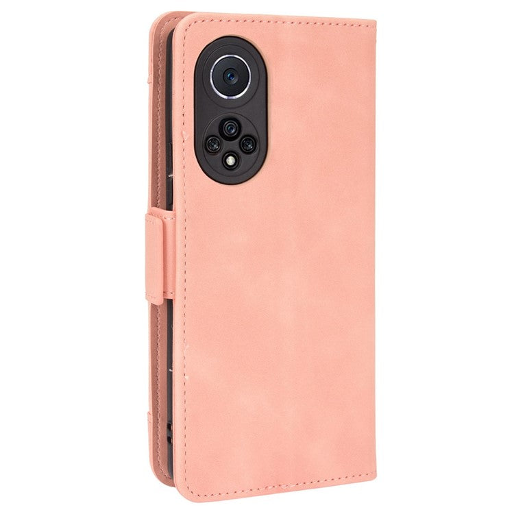 Special Phone Case Magnetic Closure Multiple Card Slots Design PU Leather Wallet Phone Cover for Huawei nova 9 Pro / Honor 50 Pro - Pink