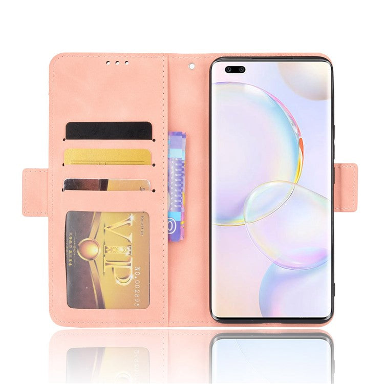 Special Phone Case Magnetic Closure Multiple Card Slots Design PU Leather Wallet Phone Cover for Huawei nova 9 Pro / Honor 50 Pro - Pink