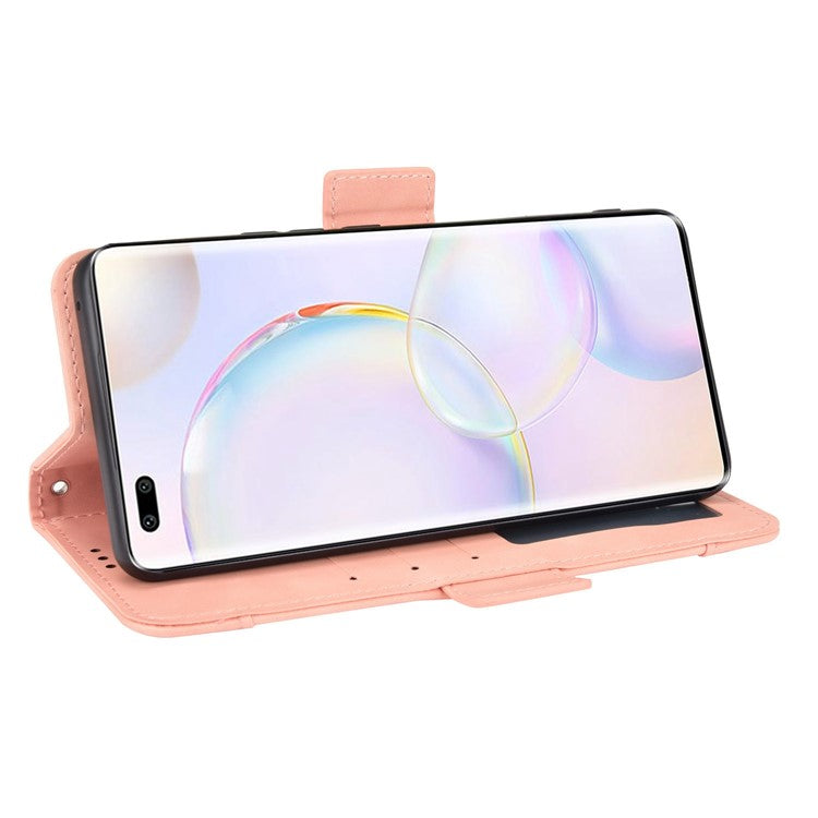 Special Phone Case Magnetic Closure Multiple Card Slots Design PU Leather Wallet Phone Cover for Huawei nova 9 Pro / Honor 50 Pro - Pink