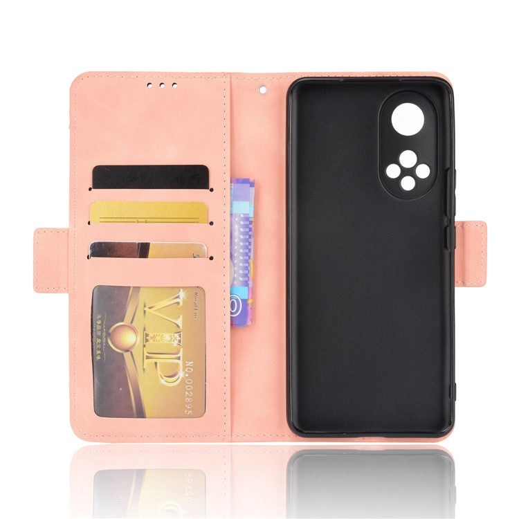 Special Phone Case Magnetic Closure Multiple Card Slots Design PU Leather Wallet Phone Cover for Huawei nova 9 Pro / Honor 50 Pro - Pink