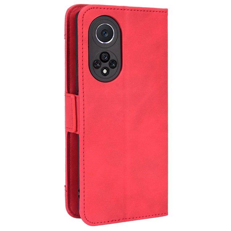 Special Phone Case Magnetic Closure Multiple Card Slots Design PU Leather Wallet Phone Cover for Huawei nova 9 Pro / Honor 50 Pro - Red