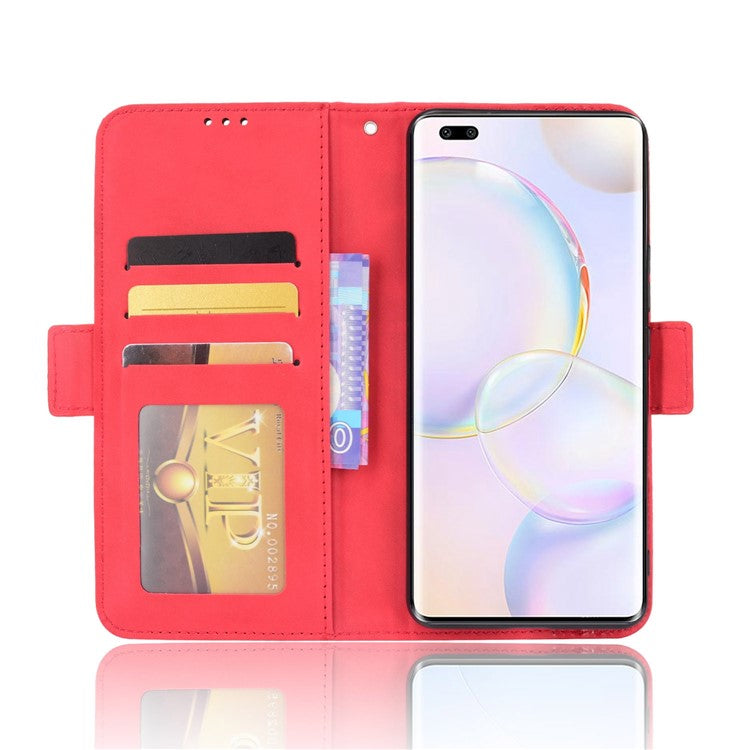 Special Phone Case Magnetic Closure Multiple Card Slots Design PU Leather Wallet Phone Cover for Huawei nova 9 Pro / Honor 50 Pro - Red