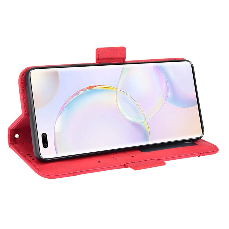 Special Phone Case Magnetic Closure Multiple Card Slots Design PU Leather Wallet Phone Cover for Huawei nova 9 Pro / Honor 50 Pro - Red