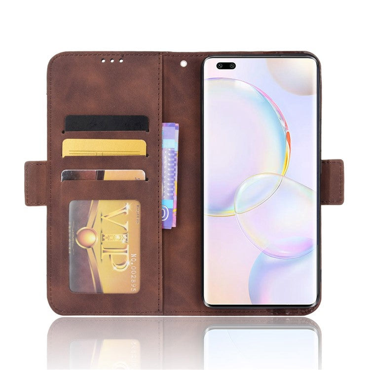 Special Phone Case Magnetic Closure Multiple Card Slots Design PU Leather Wallet Phone Cover for Huawei nova 9 Pro / Honor 50 Pro - Brown