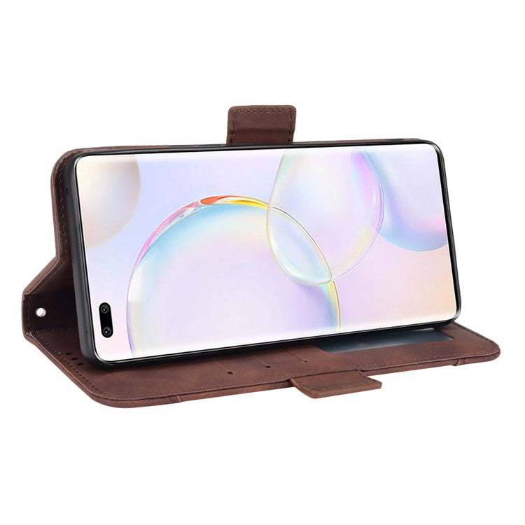 Special Phone Case Magnetic Closure Multiple Card Slots Design PU Leather Wallet Phone Cover for Huawei nova 9 Pro / Honor 50 Pro - Brown