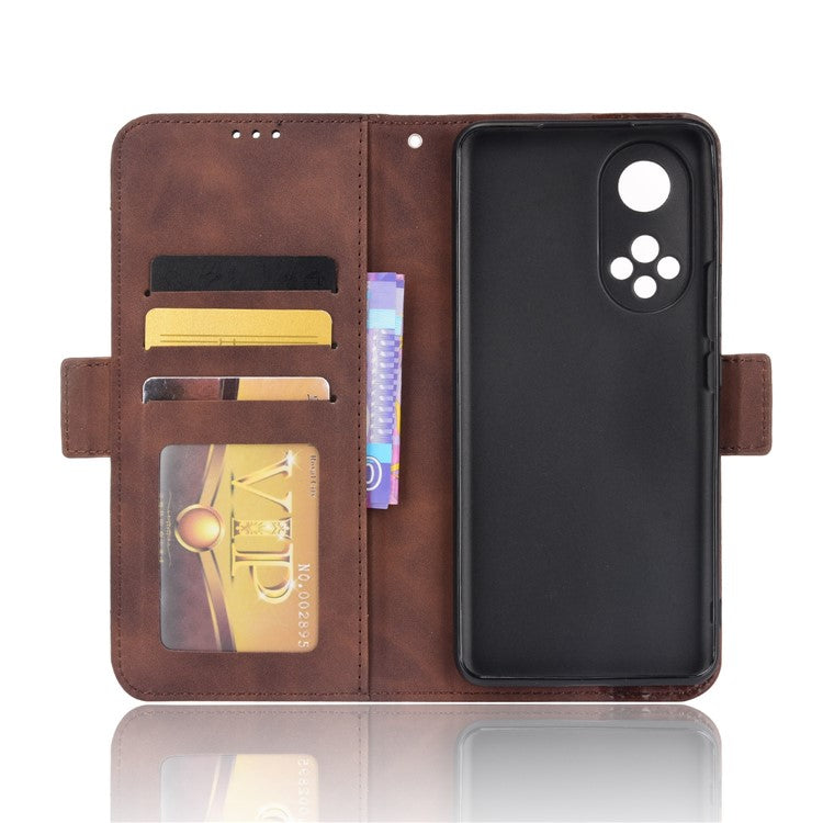 Special Phone Case Magnetic Closure Multiple Card Slots Design PU Leather Wallet Phone Cover for Huawei nova 9 Pro / Honor 50 Pro - Brown