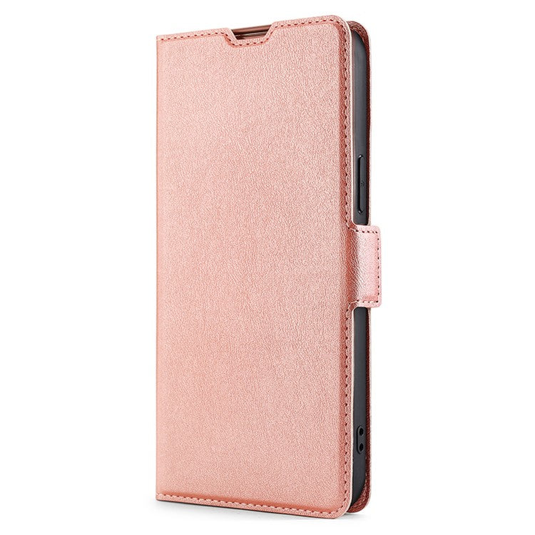 Strong Magnetic Closure Phone Cover Ultra-thin Leather Phone Case with Stand for Honor 50 - Rose Gold