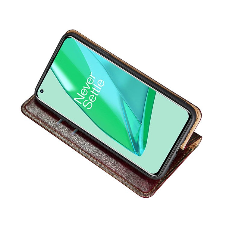 Full Body Protection Magnetic Auto Closing Leather Phone Wallet Case Stand Shell for Honor 50 Pro - Brown