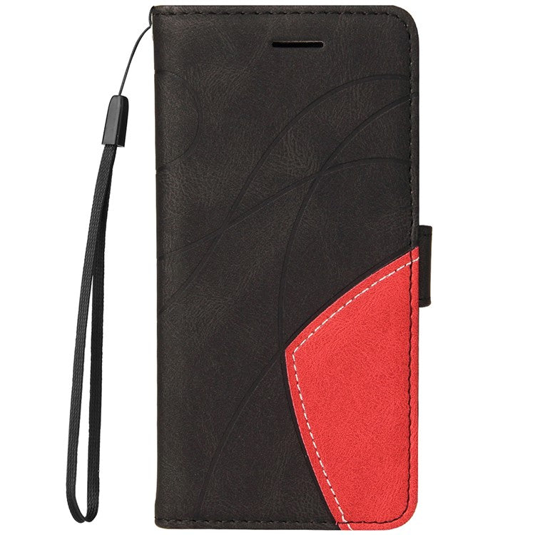 KT Leather Series-1 Anti-fingerprint Dual-Color Splicing Style Flip Phone Shell PU Leather Wallet Design Phone Case with Stand for Huawei nova 9 / Honor 50 - Black